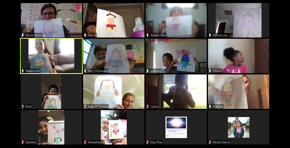 Second grade Atoms drew and designed an Autumn Bird on Zoom