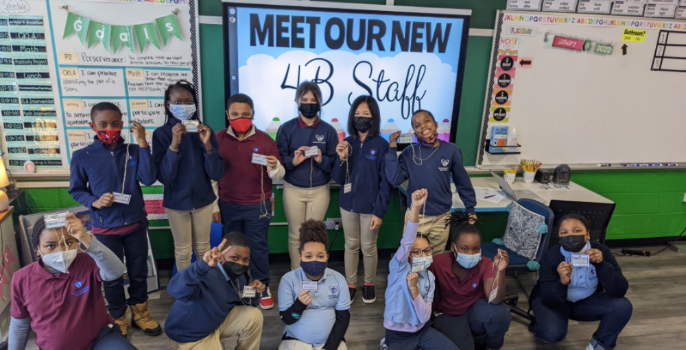 Syracuse Academy of Science and Citizenship 4th-grade students in Mrs. Youker’s class participated in a hands-on activity to learn about the hiring process.