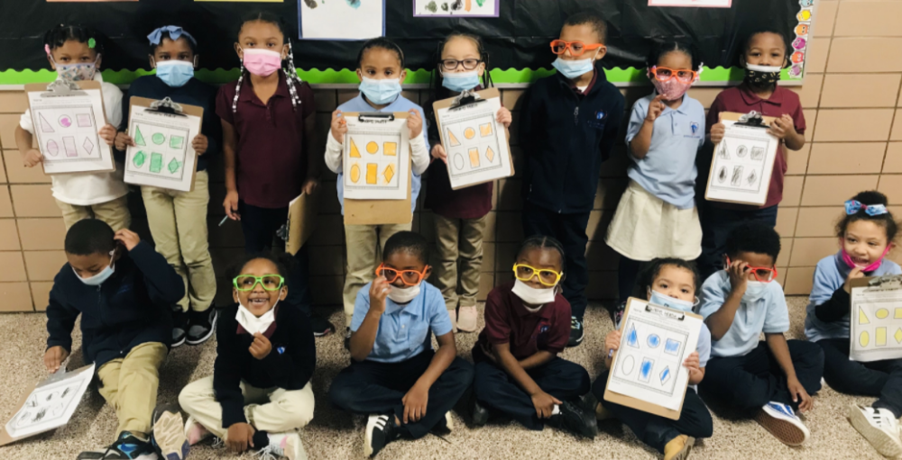 Syracuse Academy of Science and Citizenship elementary school students headed out on a shape hunt, searching for random shapes hidden throughout the school.