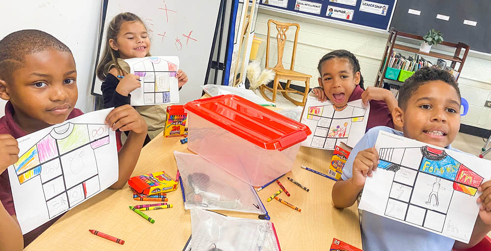 Second graders learn about their classmates with the “all about me” t-shirt project