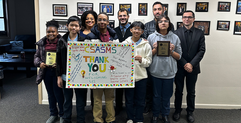 Assemblymember Pamela Hunter Invited CSAS MS Catapult Challenge Winners to her Office