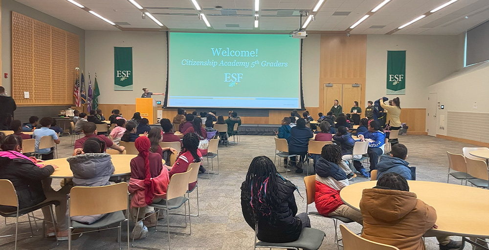 Fifth Graders at Citizenship & Science Academy of Syracuse Explore the World of Environmental Forestry at SUNY ESF